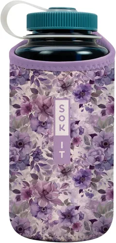 Miniatura 73 de Sok It BotlSok Funda para botella de agua con cubierta de neopreno aislante (Floral abstracto, se ajusta a CamelBak o Nalgene de 12 onzas)
