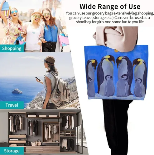 Miniatura 7 de Famame Canvas Tote Bag Large Women Casual Shoulder Bag Handbag Reusable Multipurpose Shopping Grocery Bag