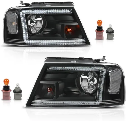Miniatura 11 de G-PLUS Faros delanteros compatibles con Ford F150 2004-2008/Lincoln Mark LT 2006-2008, lente transparente, carcasa negra, reflector ámbar, faros