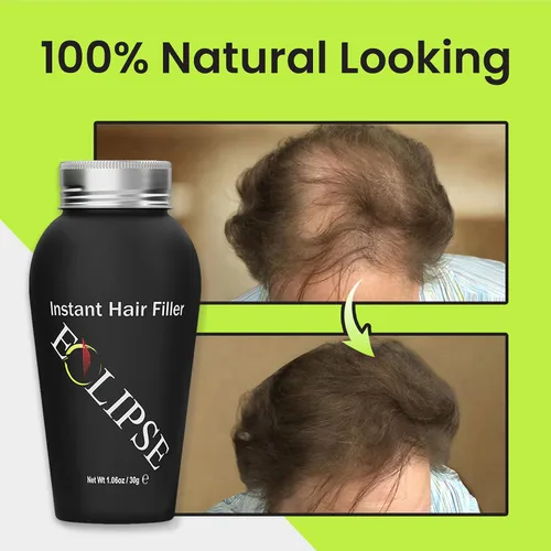 Miniatura 5 de ECLIPSE - Fibras de cabello negras para adelgazar el cabello para mujeres y hombres para ocultar la pérdida de cabello en 15 segundos, 100% fibras