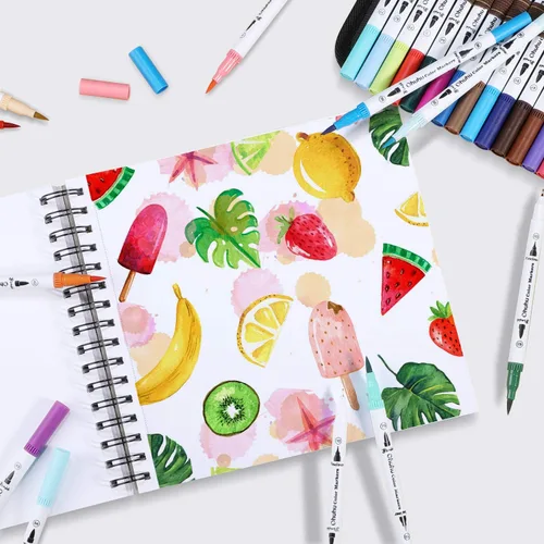Miniatura 9 de Ohuhu Almohadillas para marcadores Cuaderno de bocetos artísticos - 8.9" x 8.3" tamaño cuadrado portátil - papel de dibujo de 120 lb/200 gsm - 60