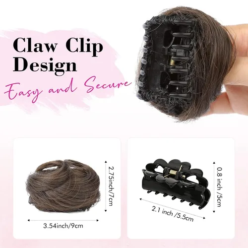 Miniatura 2 de 2 extensiones de moño para cabello con clip de pinza de REECHO, accesorio de peluca, extensiones de peinado hacia arriba para mujeres y niñas