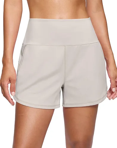Miniatura 22 de Soothfeel Pantalones cortos deportivos de cintura alta para mujer, 3.5 pulgadas, control de abdomen, cómodos, para entrenamiento, gimnasio