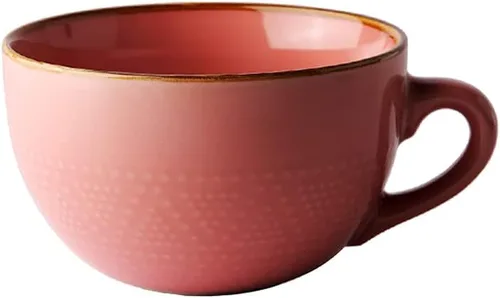 Miniatura 3 de Colias Wing Taza de café de cerámica con diseño de relieve de puntos de la serie clásica de 24 onzas, taza de viaje, beige, verde, amarillo, rosa