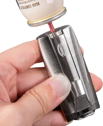 Miniatura 4 de Cobber Antorcha recargable y resistente al viento doble llama de chorro de butano encendedor para hombres ideas de regalo (plata)