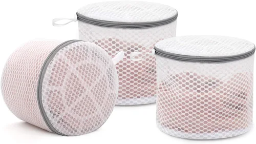 Muchfun 3 piezas de bolsas para sujetadores, bolsas de lavandería de malla hexagonal para prendas delicadas, lencería, ropa íntima y ropa interior