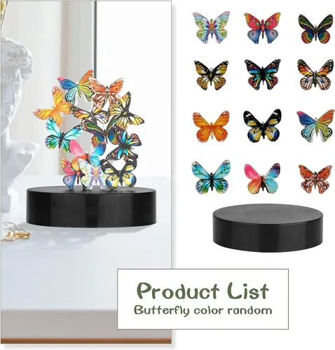 Miniatura 2 de Juguetes de escritorio para oficina para adultos, diseño de mariposas magnéticas, decoración de escritorio para mujer, oficina (base circular)