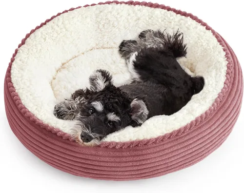 Miniatura 9 de Love's cabin Cama redonda acolchada para gatos y perros, cama para mascotas de 20 pulgadas para gatos o perros pequeños, parte inferior Violeta