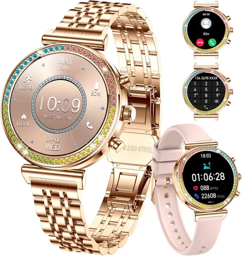 TYBERLEY Reloj inteligente para mujer, pantalla HD de 1.27 pulgadas, Bluetooth llamadas, rastreador de actividad física, reloj inteligente deportivo