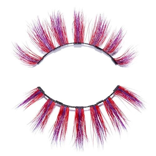 Miniatura 3 de MoxieLash - Ruby Lash - Pestañas magnéticas coloridas de primera calidad - Rojo vivo y morado brillante - Banda de pestañas de 5 imanes - Grande