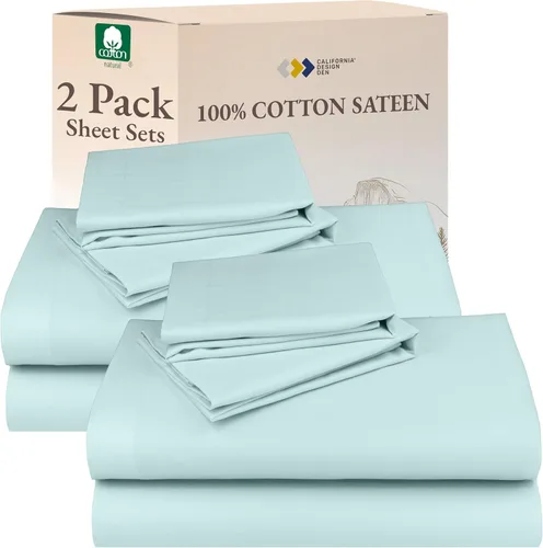 Miniatura 45 de California Design Den Sábanas de Algodón 100% Natural Tamaño Full Juego de Cama con Bolsillos Profundos - Tejido Satinado Suave, Sábanas Duraderas