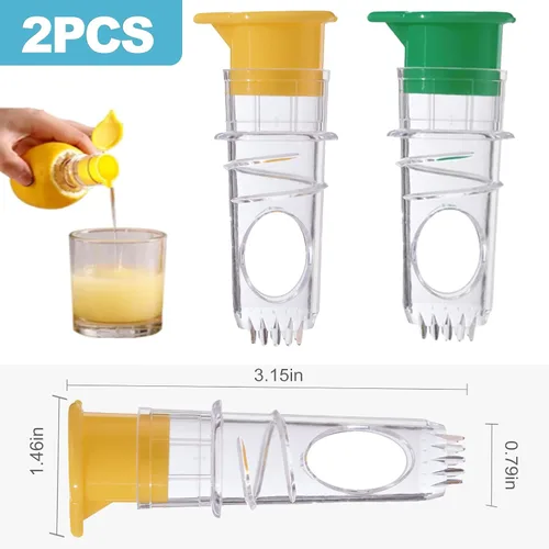 Miniatura 2 de CoguZed Paquete de 2 exprimidores manuales de limón y lima, mini exprimidor portátil de cítricos con tapa para extracción de jugo fresco