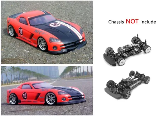 Miniatura 3 de Escala 1/10 RC pintada precortada Drift Racing Touring Onroad Carrocería de coche Ancho 7.480 in con accesorios de espejo retrovisor (VP rojo)