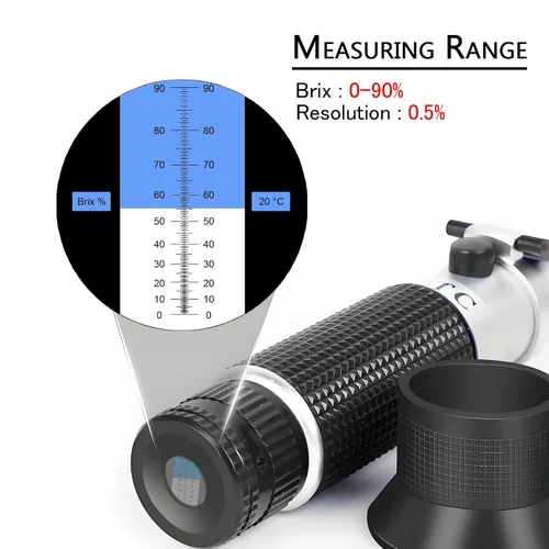 Miniatura 3 de V·RESOURCING - Medidor refractómetro Brix de 0 a 90 %, medición del contenido de azúcar portátil de mano para azúcar, alimentos, frutas, bebidas