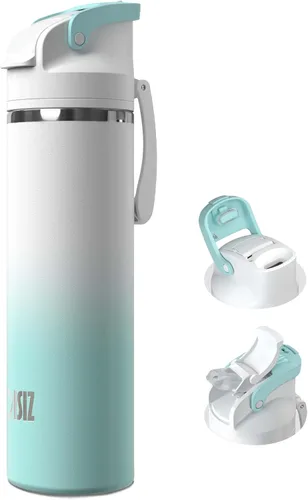 Miniatura 19 de OISIZ Botella de agua aislada de 20 onzas con boquilla 2 en 1 y tapa de popote, cierre de seguridad de un clic, 100% a prueba de fugas, mantiene