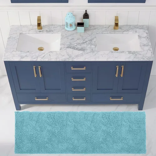 Miniatura 90 de LuxUrux Tapete de microfibra afelpada, de felpilla extrasuave, pelo largo de 1 pulgada, muy absorbente, para baño o ducha, lavar y secar a máquina
