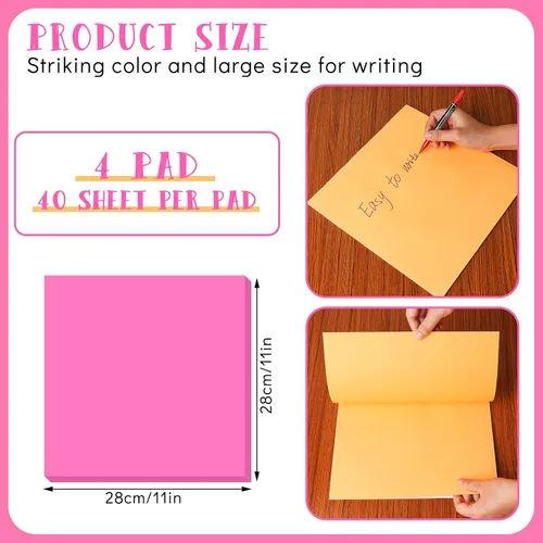 Miniatura 2 de Harloon Notas adhesivas grandes de 11 x 11 pulgadas, notas adhesivas jumbo para oficina, hogar, reuniones, 40 hojas/bloc de notas