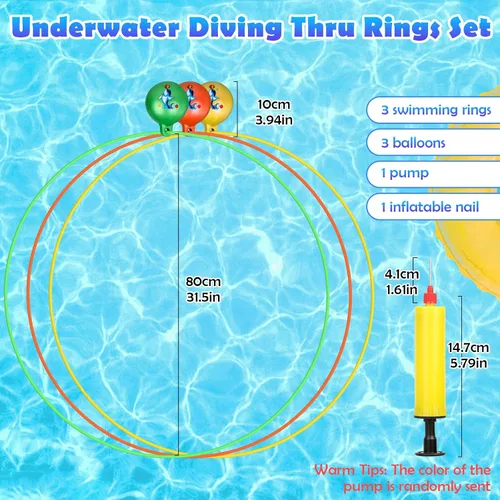 Miniatura 4 de Cludoo Anillos de natación para buceo en piscina, juguetes para niños, alta estabilidad, no requiere montaje, juguete de piscina, aros de natación
