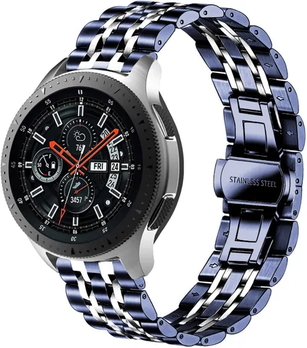 Miniatura 8 de DEALELE Correa compatible con Samsung Gear S3 / Galaxy Watch 1.811 in / Galaxy Watch 3 1.772 in, 0.866 in 7 filas correa de repuesto de metal de Oro