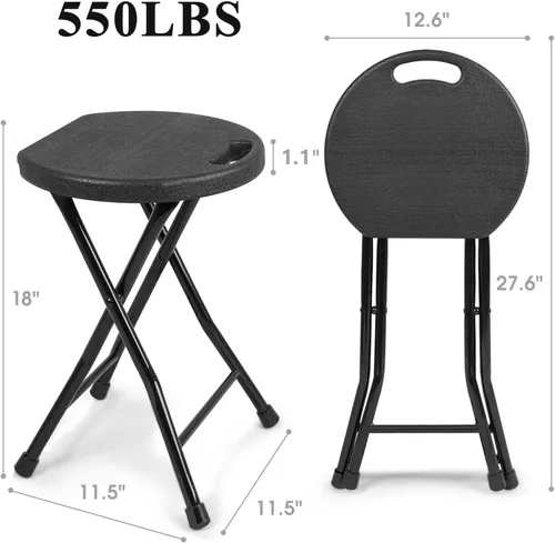 Miniatura 3 de COOZMENT Taburete plegable con asa, taburete de campamento portátil resistente de 550 libras, taburete plegable con pies antideslizantes