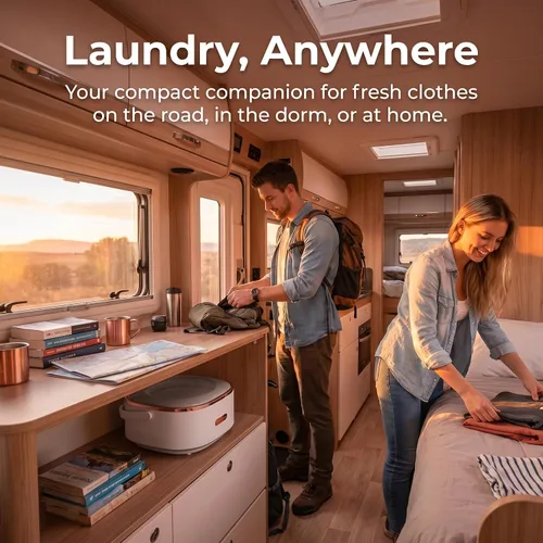 Miniatura 7 de Portable Washing Machine 20L, Foldable Mini Washer & Spin Dryer combo with 3 Modes, small laundry machine for RV, Camping, Dorm, Apartment, Travel