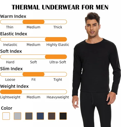 Miniatura 6 de American Trends Ropa interior térmica para hombre conjunto de ropa interior térmica para hombre capa base suave cálida ligera