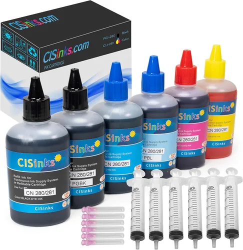 Miniatura 10 de Botella de tinta de repuesto negra de 3.4 fl oz compatible con PGI-280 / CLI-281 XL PIXMA TS9120 TS8120 TS8220 TS9520 TR8520 TR7520 TS6120 + kit