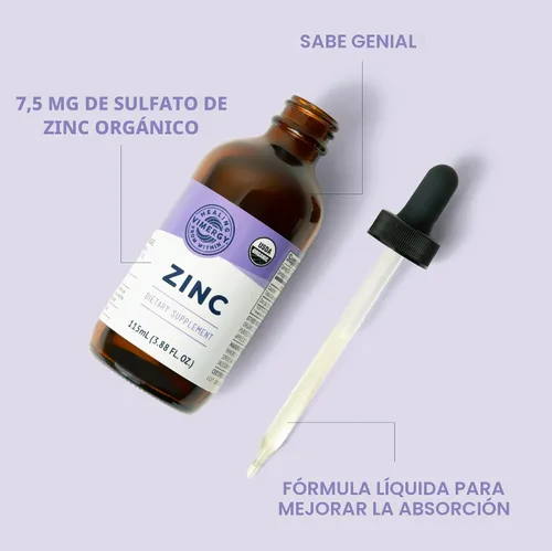 Miniatura 3 de VIMERGY Suplementos orgánicos de zinc USDA para mujeres y hombres (7.5 mg de zinc líquido por porción), apoyo inmunológico de absorción rápida