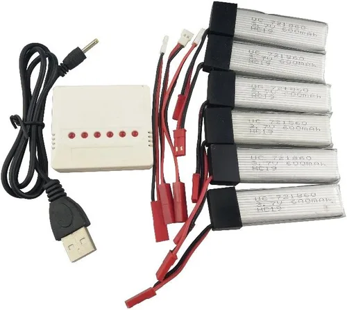 sea jump 6 unids 3.7 V 600 mAh 6 en 1 cargador de batería para UDI U815A U817A U818A para WLtoys V929 V939 V949 V959 V969 V979 V989 V999 V222 para