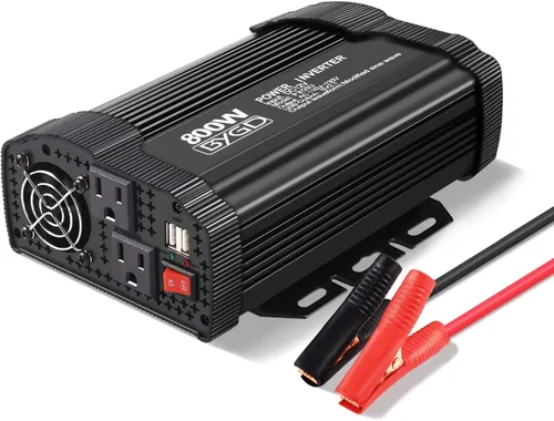 BYGD Convertidor de inversor de corriente de 800 W, 12 V CC a 110 V CA, adaptador de enchufe de automóvil, cargador de salida con doble salida de CA