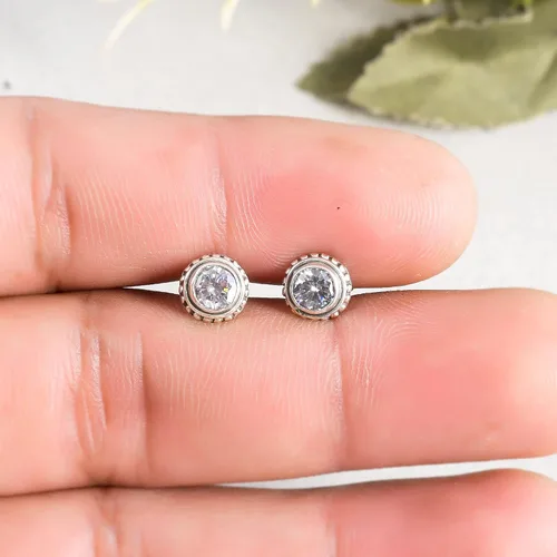 Miniatura 80 de Round Gemstone Stud Design 2