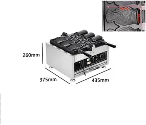 Miniatura 3 de LANTAO Máquina eléctrica de helado Taiyaki/Máquina para hacer pasteles de pescado con apertura de boca/Máquina comercial de fabricación de Taiyaki