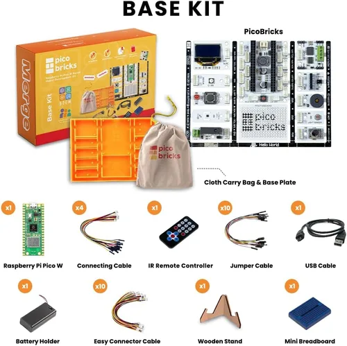 Miniatura 2 de PicoBricks Raspberry Pi Pico W Kit de inicio con 12 sensores desmontables y extensa guía de aprendizaje, kit de codificación de bricolaje, Raspberry