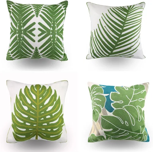 Miniatura 16 de Fundas bordadas decorativas para almohada de 18 x 18 pulgadas. Funda de cojín para sofá, cama, silla, funda de almohada 100% de algodón de 18 x 18