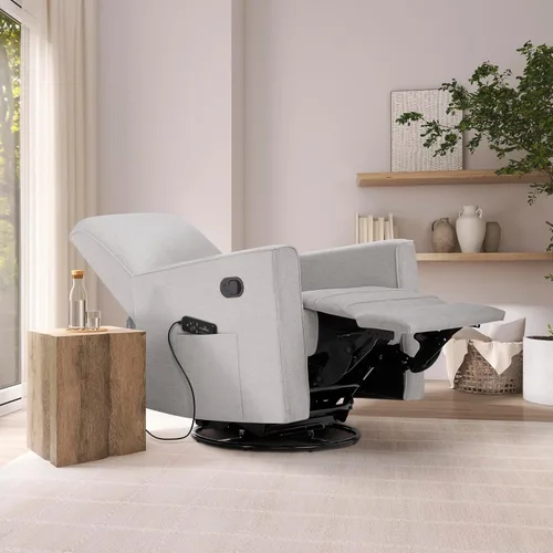 Miniatura 8 de Evolur Raleigh Glider con masajeador en carbón, asiento tapizado de felpa, mecedora giratoria de 360°, certificado FSC, Greenguard Gold y JPMA