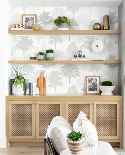 Miniatura 4 de Timeet Papel tapiz de bosque para despegar y pegar, papel tapiz moderno de árbol, papel adhesivo gris y blanco, 23.2 x 118.1 pulgadas, autoadhesivo