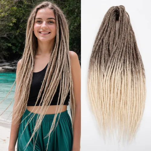 Miniatura 23 de 20 hebras de 24 pulgadas, extensiones de rastas color burdeos, rastas de cabello de ganchillo para mujer, hechas a mano, suaves, trenzas de cabello