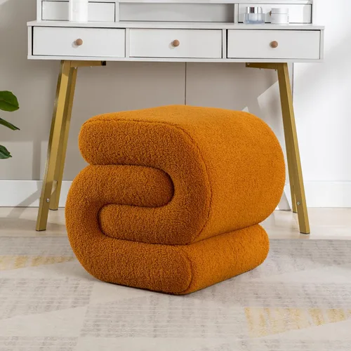 Miniatura 7 de KIVENJAJA Taburete otomano Sherpa, moderno en forma de S, taburete otomano, taburete otomano, silla decorativa para el suelo, taburete para sala