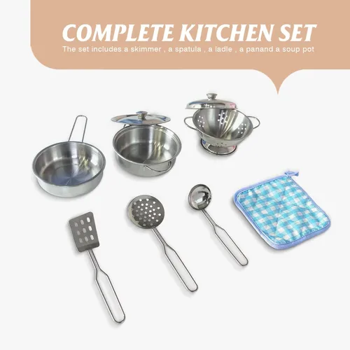 Miniatura 8 de TaoHFE Juego de Cocina de Juguete, Juego de Cocina Azul para Niños de 4 a 8 Años, Juego de Cocina para Niñas y Niños, Juego de Cocina de Madera