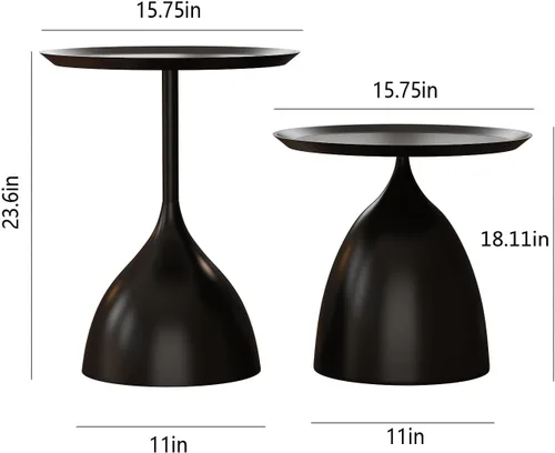 Miniatura 2 de Mesas anidables, mesas laterales negras, mesas auxiliares modernas para sala de estar, juego de 2 mesas de café anidables, mesa consola, mesas