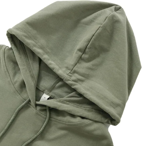 Miniatura 3 de Amazhiyu Sudadera corta con capucha para mujer, manga larga, con cordón