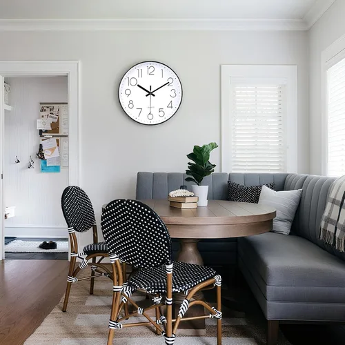 Miniatura 6 de jomparis - Reloj de pared moderno y redondo de 12 pulgadas, silencioso, sin hacer tictac, funciona con pilas, decorativo, de cuarzo, para oficina