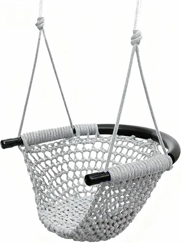 Miniatura 11 de Hi-Na columpio de árbol para niños, asiento de columpio de cuerda ajustable para niños pequeños con ganchos y correas, capacidad de 199.58 kg