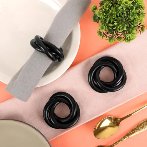 Miniatura 4 de Juego de 12 Servilleteros de Madera de Tres Anillos - Abrazaderas Portaservilletas para Decoración de Mesa de Comedor - Anillos Rústicos Modernos