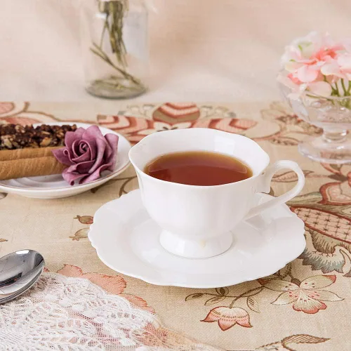 Miniatura 3 de Fine China - Juego de tazas de té y platillo de café blanco, juego de cuatro