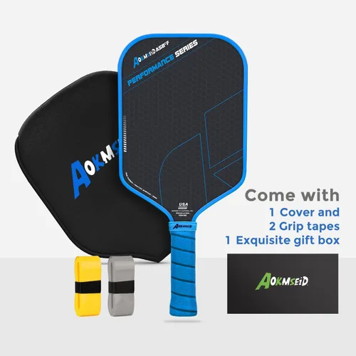 Miniatura 7 de AKS Performance Series Pickleball Paddles Set - Toray T700 Raw Carbon Fiber Pickleball Paddle with Friction Surface, 16mm Powerful Polymer Core, Azul