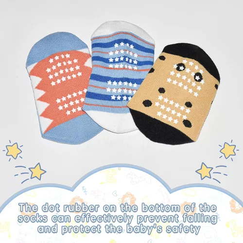 Miniatura 5 de Tphon Calcetines tobilleros antideslizantes para bebés y niños pequeños con agarres para niños y niñas, 12 pares para bebés y niños de 0 a 7 años