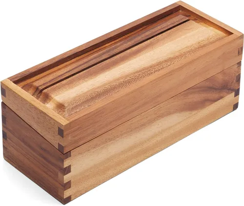 Miniatura 3 de Ironwood Gourmet Caja de recetas de madera de acacia, compartimento doble, para tarjetas de 3 "x 5