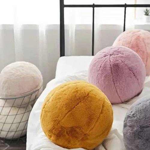 Miniatura 3 de MOJUN Almohada redonda de felpa de 11 pulgadas, almohada decorativa de bola gris, cojín de suelo, almohada de esfera para silla, sofá, dormitorio