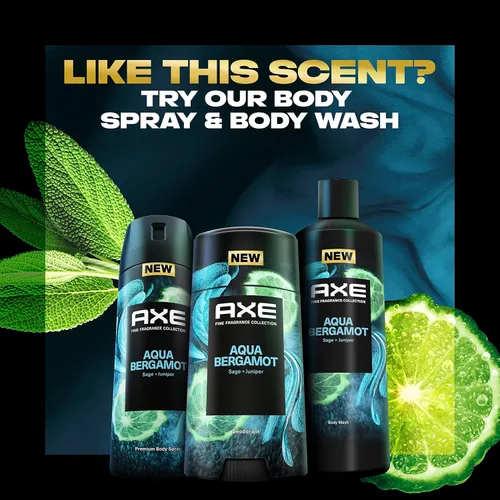 Miniatura 8 de AXE Fine Fragrance Collection Desodorante en barra Aqua Bergamota, 4 unidades, protección contra olores 48H infundida con aceites esenciales